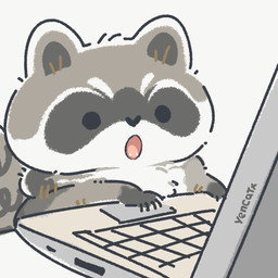 black_eyes black_nose chibi computer electronics feral grey_body open_mouth slightly_chubby solo white_body yencatx mammal procyonid raccoon 1:1 2021