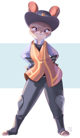 anthro blush buckteeth clothed clothing female fully_clothed fur grey_body grey_fur hat headgear headwear looking_at_viewer simple_background solo teeth conditional_dnp tohupo disney zootopia judy_hopps european_rabbit lagomorph leporid mammal oryctolagus rabbit 2023 absurd_res dated digital_media_(artwork) hi_res signature