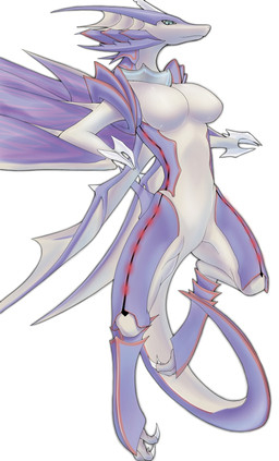 anthro big_breasts biped blue_eyes breasts claws female floating lights looking_at_viewer markings non-mammal_breasts nude pose simple_background solo tail wings noah_(artist) mythology dragon mythological_creature mythological_scalie scalie hi_res pinup