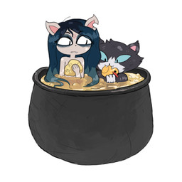 anthro bath black_body black_fur black_hair duo eyeshadow fangs female fur hair inverted_pentagram long_hair makeup male nude occult_symbol pentagram rubber_duck smile sponge symbol teeth white_body white_fur 1i3 cartoon_hangover the_summoning claire_(the_summoning) edgar_(the_summoning) domestic_cat felid feline felis mammal 1:1 2018 digital_media_(artwork)
