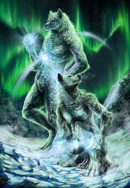 4_toes 5_fingers anthro black_nose crouching detailed_background duo feet fingers fur night outside sky snow star starry_sky toes white_body white_fur wolfroad canid canine canis mammal wolf 2015 absurd_res digital_media_(artwork) hi_res