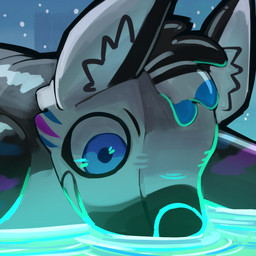 anthro blue_body blue_eyes glistening glistening_body inflatable markings purple_body solo striped_body striped_markings stripes water white_body sexotheque pupcosmo animate_inanimate canid canine canis domestic_dog living_inflatable mammal 1:1 2025 digital_media_(artwork) hi_res icon