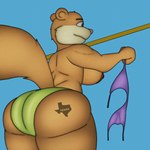 anthro areola big_breasts big_butt breasts brown_body buckteeth butt butt_tattoo clothed clothing female nipples panties solo tattoo teeth texas text_tattoo topless underwear j5furry nickelodeon spongebob_squarepants sandy_cheeks mammal rodent sciurid tree_squirrel 1:1 animated short_playtime