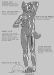 ambiguous_gender anthro biped clothing latex latex_clothing latex_skinsuit navel rubber_clothing skinsuit solo standing text tight_clothing tempestus_vulpis species_request 2020 absurd_res english_text greyscale hi_res monochrome