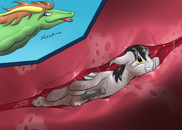 ambiguous_gender ambiguous_pred balls bodily_fluids duo erection esophagus feral feral_pred feral_prey fully_inside genitals horn internal larger_pred macro male male_pred neck_bulge open_mouth oral_vore penis saliva size_difference vore doesnotexist hasbro my_little_pony bat_pony equid mammal digital_media_(artwork) hi_res
