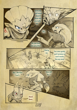 anthro arm_tattoo biped blue_eyes chest_spike claws dialogue eyelashes female female_anthro feral fur green_eyes group hair inside long_hair male male_anthro page_number red_eyes red_tattoo shocked spikes spikes_(anatomy) tail tattoo text toe_claws trio truescorn nintendo pokemon pokemon_mystery_dungeon spike_chunsoft asche_(truescorn) clarity_(truescorn) orchid_(truescorn) snuff_(truescorn) generation_4_pokemon generation_5_pokemon herdier lucario pokemon_(species) weavile zoroark 2026 absurd_res colored comic english_text hi_res huge_filesize