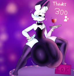 anthro balls big_balls big_bulge big_penis bow_tie bulge bunny_costume clothing costume genitals huge_balls huge_bulge huge_penis hyper hyper_balls hyper_genitalia legwear male penis solo stockings text white_body lokbunny17 lok_bunny lagomorph leporid mammal rabbit 2024 english_text