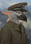 accipitrid accipitriform anthro army avian bird clothing conditional_dnp eagle latex_(artist) male solo suit
