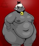 anthro bald bell bell_collar belly big_belly big_breasts big_butt breasts butt collar crown curled_tail fur grey_body grey_skin hair hands_on_hips hands_on_own_hips headgear huge_butt humanoid_hands male moobs navel nipples nude obese obese_anthro obese_male overweight overweight_anthro overweight_male rear_view simple_background smile solo tail thick_thighs white_body white_fur white_hair white_wool wide_hips wool_(fur) arkaneanarchist_(artist) cult_of_the_lamb massive_monster_(studio) lamb_(cult_of_the_lamb) bovid caprine mammal sheep 2024 absurd_res colored digital_drawing_(artwork) digital_media_(artwork) hi_res shaded