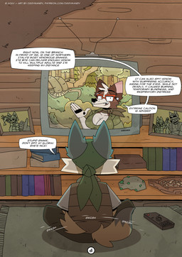 5_fingers anthro black_nose clothed clothing corpse death detailed_background dialogue eyewear female fingers forest forest_background fur glasses hair nature nature_background plant smile solo tail text tree young young_female ozzymandy gloria_meloni_(ozzymandy) lilian_(ozzymandy) canid canine canis mammal 2025 absurd_res comic digital_drawing_(artwork) digital_media_(artwork) english_text hi_res