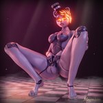 big_penis chastity_cage chastity_device flat_chastity_cage genitals glowing glowing_eyes grey_body gynomorph intersex intersex/intersex machine penis magniym five_nights_at_freddy's scottgames animatronic humanoid robot robot_humanoid 1:1 hi_res