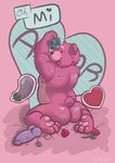 anthro butt butt_focus condom dildo dildo_vibrator fur genitals holidays lube male pallet paws penis pink_body pink_fur plushie purple_penis rainbow sex_toy sexual_barrier_device solo teddy_bear vibrator emiwcat valentine's_day bear mammal absurd_res hi_res superabsurd_res