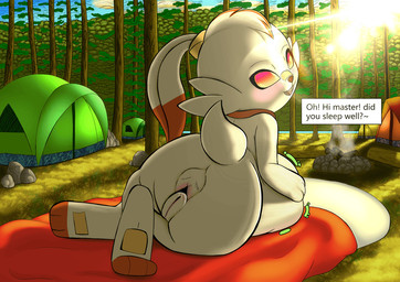 3_toes after_transformation anus anus_transformation body_part_transformation buckteeth campfire empty_eyes feet female female_pred genitals grass human_prey living_anus looking_back male male_prey oral_vore outside plant rock teeth tent text toes transformation tree vore vulva poisonsneksoffie nintendo pokemon generation_8_pokemon human lagomorph mammal pokemon_(species) scorbunny english_description english_text story story_in_description