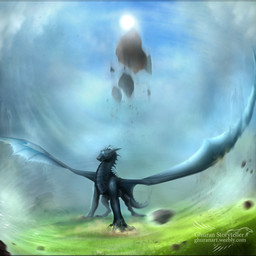 ambiguous_gender claws day detailed_background feral grass horn membrane_(anatomy) membranous_wings outside plant sky solo spines standing sun tail text wings hydlunn mythology dragon mythological_creature mythological_scalie scalie 1:1 digital_media_(artwork) url