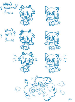 angry anthro curled_tail electronics female fight headphones male simple_background sitting tail text white_background sollyz haruz sollyz_(character) canid canine canis domestic_cat domestic_dog felid feline felis mammal 2019 blue_and_white digital_drawing_(artwork) digital_media_(artwork) english_text hi_res monochrome signature sketch