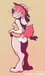 anthro breasts butt clothed clothing dress female fur hair looking_at_viewer nipples simple_background solo sundress lonelycharart lagomorph leporid mammal rabbit absurd_res digital_drawing_(artwork) digital_media_(artwork) hi_res