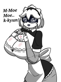 anthro big_breasts blush breasts clothing female happy looking_at_viewer machine maid_uniform pose solo solo_focus solo_in_panel thick_thighs uniform pace-maker glitch_productions murder_drones v_(murder_drones) robot robot_anthro