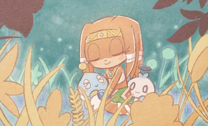 :> >_< ambiguous_gender anthro blue_body bottomwear clothed clothing eyes_closed female fur gloves grass green_bottomwear green_clothing green_skirt group halo handwear hug orange_body orange_fur outside plant sitting skirt smile white_body buke3jp sega sonic_adventure sonic_the_hedgehog_(series) tikal_the_echidna chao_(sonic) echidna hero_chao mammal monotreme 2020 hi_res