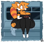 anthro big_breasts big_butt breasts butt butt_crush clothing curvy_figure duo fart fart_cloud fart_fetish female female/female fur inside_train markings orange_body orange_eyes orange_fur ring_(marking) ringed_tail sitting sitting_on_another striped_markings striped_tail stripes tail tail_markings torn_clothing train vehicle voluptuous wide_hips higgsbozo tenuousoddity third-party_edit ailurid human mammal red_panda animated short_playtime sound webm