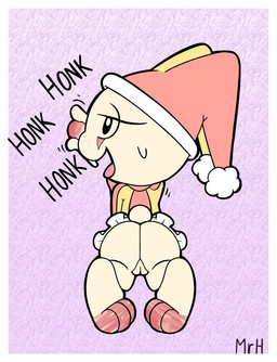 anthro border clothed clothing clown clown_costume clown_makeup female fool's_hat fur genitals hat headgear headwear looking_at_viewer rear_view smile solo tail topwear vulva white_body white_border white_fur mr_harinezumi bunnyta lagomorph leporid mammal rabbit absurd_res hi_res
