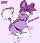 alternate_species butt clothing curvy_figure female hair humanoidized simple_background smile solo tail tail_hand text thick_thighs unusual_anatomy unusual_tail voluptuous pongldr nintendo pokemon aipom animal_humanoid generation_2_pokemon humanoid mammal pokemon_(species) pokemon_humanoid primate url