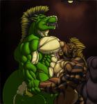 abs anthro biceps big_muscles black_background black_body black_fur black_tongue blonde_hair bodily_fluids brown_body brown_fur bulge butt clothed clothing drooling duo ear_piercing eyes_closed fangs fur green_body green_skin hair horn huge_muscles hyper hyper_muscles interspecies kneeling larger_male licking male male/male markings muscular muscular_male nipples nude obliques open_mouth pecs piercing pink_nose pose romantic romantic_couple saliva scales side_view simple_background sitting size_difference smaller_male speedo standing stripes swimwear tail tan_body tan_fur teeth thong tongue tongue_out topless triceps underwear vein veiny_muscles yellow_body yellow_skin zeusralo european_mythology mythology thoran troran zeusralo_(character) dragon felid hybrid liger lion mammal mythological_creature mythological_scalie pantherine reptile scalie tiger western_dragon 2013 hi_res