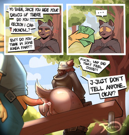 after_anal after_sex anal anal_penetration anthro bench bodily_fluids cum cum_drip cum_in_ass cum_inside cum_trail dripping drug_dealer drugs duo exhibitionism genital_fluids homophobia homophobic_slur male male/male money orientation_play outside_sex penetration prostitution public public_sex sex sitting conditional_dnp ruteyed ellis_(ruteyed) felid hyena mammal pantherine tiger comic hi_res