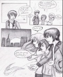 clothed clothing comic coop_(wrng) dialogue english_text female graphite_(artwork) greyscale group human male mammal monochrome natsume_(wrng) natsumewolf not_furry pencil_(artwork) rikku text traditional_media_(artwork) wolf's_rain wolf's_rain_next_generation