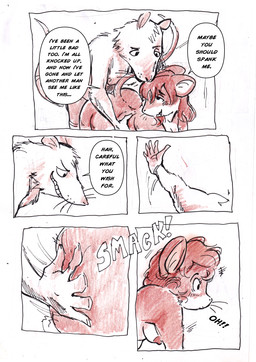 anthro biped breasts butt_slap dialogue duo female from_behind_position fur hair male male/female sex size_difference slap smaller_female spanking speech_bubble tail text bedupolker mariella_mazatzal rusty_reavis cricetid deer_mouse mammal mouse murid murine rodent comic english_text hi_res trans_(lore) trans_man_(lore)