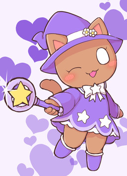 anthro blush boots brown_body brown_fur chibi clothing female flower_on_head footwear fur looking_at_viewer magical_girl_outfit one_eye_closed self_insert shoes simple_background solo white_eyes wink winking_at_viewer kajiura jubbi lily_(jubbimafu) absurd_res hi_res
