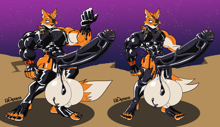 5_fingers 5_toes abs anthro balls biceps big_balls big_muscles big_penis black_glans black_nose clothing erection feet fingers foreskin fur furry_tail genitals glans huge_balls huge_muscles huge_penis hyper hyper_balls hyper_genitalia hyper_penis latex latex_body latex_clothing latex_legwear latex_topwear legwear light_body light_fur liquid_latex male muscular muscular_arms muscular_male nipple_outline orange_body orange_fur pecs penis pointy_ears quads saggy_balls sky skyscape snout solo star tail toes topwear triceps vein veiny_penis rxq stories:_the_path_of_destinies reynardo canid canine fox mammal 2023 dated digital_drawing_(artwork) digital_media_(artwork) hi_res signature story story_in_description