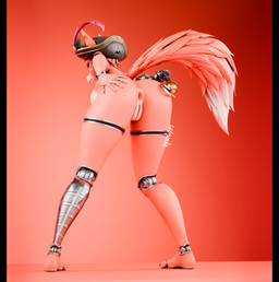 anthro anus bent_over big_breasts big_tail breasts butt claws crossgender ear_piercing ear_ring female fur genitals glistening glistening_body hair hand_on_butt hand_on_own_butt hook hook_hand innie_vulva looking_at_viewer looking_back looking_back_at_viewer machine metal mtf_crossgender orange_background orange_body orange_eyes orange_fur piercing pirate pirate_hat plantigrade presenting presenting_anus presenting_hindquarters raised_tail rear_view ring_piercing short_hair simple_background solo tail thick_thighs vulva wide_hips zelyonka mayosplash_(modeler) five_nights_at_freddy's scottgames foxy_(fnaf) animatronic canid canine fox mammal robot robot_anthro 2026 3d_(artwork) blender_(artwork) blender_cycles_(artwork) digital_media_(artwork) full-length_portrait hi_res pillarbox portrait red_theme watermark