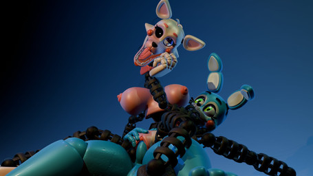 3_toes 4_fingers anthro anthro_on_anthro anthro_penetrated anthro_penetrating anthro_penetrating_anthro areola balls bareback big_breasts blue_background blue_body blue_penis bow_tie breasts breasts_apart clitoris duo endoskeleton erection feet female female_on_top female_penetrated fingers from_behind_position genitals glistening glistening_body green_eyes heterochromia huge_breasts looking_down looking_down_at_partner looking_up_at_partner lying machine male male/female male_penetrating male_penetrating_female nipples on_back on_bottom on_top open_mouth penetration penile penile_penetration penis penis_in_vagina pink_areola pink_nipples predator/prey puffy_areola reverse_cowgirl_position sex sharp_teeth simple_background spread_legs spreading surprised teeth toes tongue vaginal vaginal_penetration vulva white_body pissyslutmoth spacebaron_(modeler) five_nights_at_freddy's five_nights_at_freddy's_2 scottgames mangle_(fnaf) toy_bonnie_(fnaf) animatronic canid canine fox mammal robot robot_anthro 16:9 3d_(artwork) digital_media_(artwork) hi_res widescreen