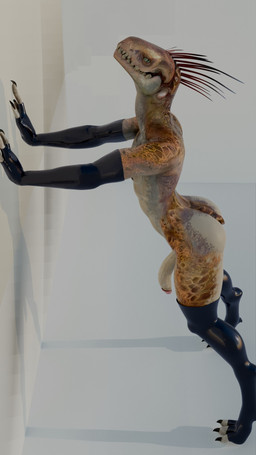 3_fingers 3_toes anthro armwear big_penis black_latex butt claws clothing digitigrade elbow_gloves feet finger_claws fingerless_gloves fingers flaccid genitals gloves handwear humanoid_genitalia humanoid_penis latex latex_armwear latex_clothing latex_elbow_gloves latex_gloves latex_handwear latex_legwear latex_stockings legwear looking_at_viewer male penis pupils quill_hair scales sharp_teeth short_tail side_view slit_pupils solo stockings tail tan_body tan_scales teeth thigh_highs toe_claws toes yellow_eyes churledbovine pickle_juice_(modeler) halo_(series) microsoft xbox_game_studios alien ibie'shan kig-yar scalie 3d_(artwork) 9:16 digital_media_(artwork) hi_res