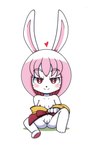 anthro blush breasts butt clothed clothing female fur genitals hair looking_at_viewer navel nipples partially_clothed pawpads pink_hair presenting presenting_pussy pussy sitting small_breasts solo spread_legs spreading white_body white_fur young young_anthro young_female kcn yakami_hime_anime shirousagi lagomorph leporid mammal rabbit absurd_res hi_res