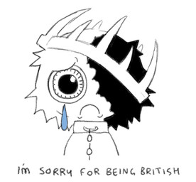 apology bodily_fluids chain collar crown frown fur headgear humor looking_at_viewer male noseless sad simple_background solo split_color_head tears text white_background jejejunum sad-eyed_spongebob_(meme) ember_(jejejunum) demon fraid_(species) 2026 black_and_white bust_portrait english_description english_text low_res meme monochrome portrait sketch spot_color
