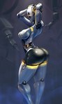 1_eye 2017 big_breasts big_butt breasts butt butt_focus cutesexyrobutts detailed_background female glados glistening glistening_body glistening_butt hands_behind_head hi_res humanoid humanoidized joints lights looking_at_viewer machine metallic_body mouthless not_furry pinup portal_(series) portrait pose robot robot_arm robot_humanoid robotic_arm seductive shaded small_waist solo valve wire