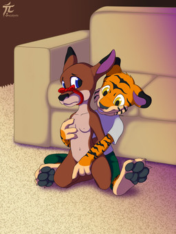4_fingers 4_toes anthro barefoot bdsm black_pawpads bow_(feature) bow_muzzle bow_ribbon breast_grab breasts clothed clothed/nude clothed_anthro clothed_male clothing countershading dominant dominant_young duo facial_bow feet female fingering fingers fondling forced furniture gift_wrapped hand_on_breast inside interspecies kneeling loli male male/female muzzle_(object) muzzled nipples nude nude_anthro nude_female pawpads predator/prey rape restrained ribbons scared sex sexual_assault slave sofa submissive submissive_young toes young young_anthro young_dominating_young young_female young_male young_on_young sogaroth bryan_(balmung) deer felid mammal pantherine tiger 3:4 absurd_res comic digital_media_(artwork) hi_res
