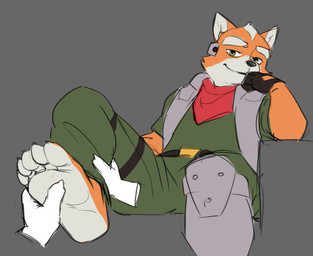 5_toes anthro claws countershade_feet countershading disembodied_hand duo feet foot_fetish foot_focus foot_play humanoid_feet male plantigrade soles toe_claws toes two_tone_feet whoreni nintendo star_fox fox_mccloud canid canine fox mammal hi_res