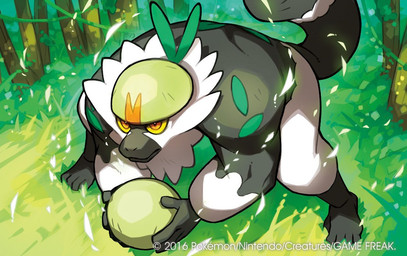 5_toes action_pose ambiguous_gender armor biped coconut crouching drupe_(fruit) feet feral food forest front_view frown fruit fur glowing grass green_body green_fur green_spots grey_body grey_fur grey_tail head_tuft headgear helmet holding_food holding_object humanoid_hands jungle leaf long_tail markings multicolored_body multicolored_fur nature neck_tuft nude orange_eyes outside plant pose raised_tail solo spots spotted_body spotted_fur tail toes tree tuft white_body white_fur wind yellow_sclera naoki_saito nintendo pokemon pokemon_tcg generation_7_pokemon mammal passimian pokemon_(species) primate 2016 digital_drawing_(artwork) digital_media_(artwork) official_art