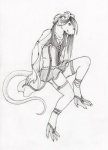 anthro clothed clothing crossdressing dress femboy garter_straps legwear lingerie male solo stockings tail nelena mammal murid murine rat rodent black_and_white monochrome