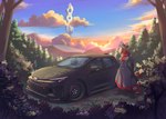 anthro black_body car clothed clothing female forest hair plant sky solo tail tree vehicle danny4nex gr_corolla mythology toyota toyota_corolla lairex dragon mythological_creature mythological_scalie scalie