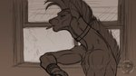 anthro bare_chest bracelet cigarette claws finger_claws fingers fur hair humanoid_hands jewelry male mohawk pondering smoke smoking solo window myfurrymind zeke_(myfurrymind) hyena mammal 16:9 2024 animated short_playtime widescreen