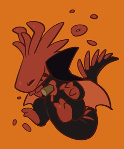 black_body blood bodily_fluids cloak clothing feral holidays male orange_background red_body simple_background solo dog_phenomenon halloween rain_world videocult lizard_(rain_world) red_lizard_(rain_world) vampire 5:6 hi_res
