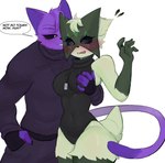 anthro black_bodysuit black_clothing black_skinsuit bodysuit breast_grab breast_play breast_squish breasts cheek_tuft claws clothing dominant dominant_male duo facial_tuft female green_body hand_on_breast latex latex_clothing latex_skinsuit male male/female skinsuit spiral_eyes squish submissive submissive_female sweater tight_clothing topwear tuft turtleneck ki_kidrew mob_entertainment nintendo pokemon poppy_playtime smiling_critters catnap_(poppy_playtime) ivy_(ki_kidrew) domestic_cat felid feline felis generation_9_pokemon humanoid mammal meowscarada pokemon_(species) absurd_res digital_drawing_(artwork) digital_media_(artwork) hi_res