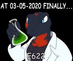 4_fingers anthro blue_eyes clothing coat female fingers front_view holding_object humor lab_coat looking_at_object simple_background solo text topwear transparent_background vial creativecreature156 e621 finally_synthetic_watermelon finally_upgrade kira_(kira) amphibian fire_belly_newt japanese_fire_belly_newt newt salamander 2020 6:5 alpha_channel digital_media_(artwork) english_text hi_res meme