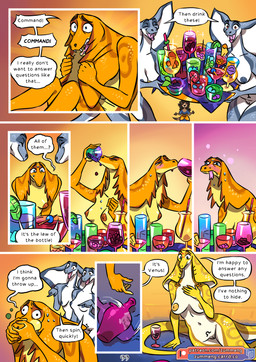 abs alcohol anthro beverage biped blush bodily_fluids breasts bubble casual_nudity cocktail dialogue drinking drunk drunk_bubble female fingers forked_tongue fur genitals group navel nervous nipples non-mammal_breasts non-mammal_navel non-mammal_nipples nude nude_anthro nude_female scales snake_hood speech_bubble spin_the_bottle substance_intoxication sweat text tongue vulva zummeng mercur_(zummeng) mercury_(zummeng) topaz_(zummeng) venus_(zummeng) cobra reptile scalie snake comic english_text hi_res url sibling_(lore) sister_(lore) sisters_(lore) twins_(lore)