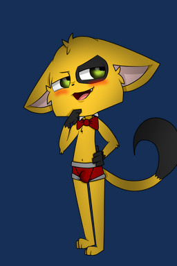 black_body black_fur blush bow_ribbon bulge cheek_tuft chibi clothed clothing cute_fangs ears_down facial_tuft fangs fur furrowed_eyebrows hand_on_chin hand_on_hip head_tuft looking_away male open_mouth open_smile pivoted_ears simple_background smile solo standing teeth topless transparent_background tuft underwear underwear_only yellow_body yellow_fur george701 shiver_(george701) domestic_cat felid feline felis mammal 2:3 alpha_channel hi_res shaded source_request