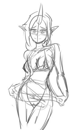 blush breasts clothing female genitals hair horn lingerie long_hair looking_at_viewer nipples simple_background smile solo underwear vulva white_background avalonicous league_of_legends riot_games tencent soraka animal_humanoid bovid bovid_humanoid caprine caprine_humanoid goat_humanoid humanoid mammal mammal_humanoid 2015 guide_lines monochrome sketch source_request
