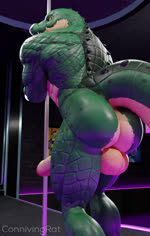 2022 3d_(artwork) 3d_animation against_pole against_surface animated anthro backsack balls big_balls big_butt big_penis black_body black_scales black_spots bouncing_butt bouncing_penis butt butt_focus butt_jiggle butt_slap connivingrat crocodile crocodilian crocodylid digital_media_(artwork) erection genitals glans green_body green_scales hand_on_butt helm_(connivingrat) hi_res huge_balls huge_penis humanoid_genitalia humanoid_penis jiggling loop male markings muscular muscular_anthro muscular_male no_sound nude penis pole rear_view red_glans reptile scales scalie shaking_butt short_playtime slap slapping_own_butt slapping_self solo spanking spots spotted_body spotted_scales strip_club stripper_pole tan_balls tan_body tan_penis tan_scales thick_thighs twerking webm yellow_sclera